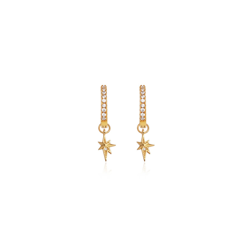 Sterling Silver Mini Starburst Crystal Earrings (Gold)