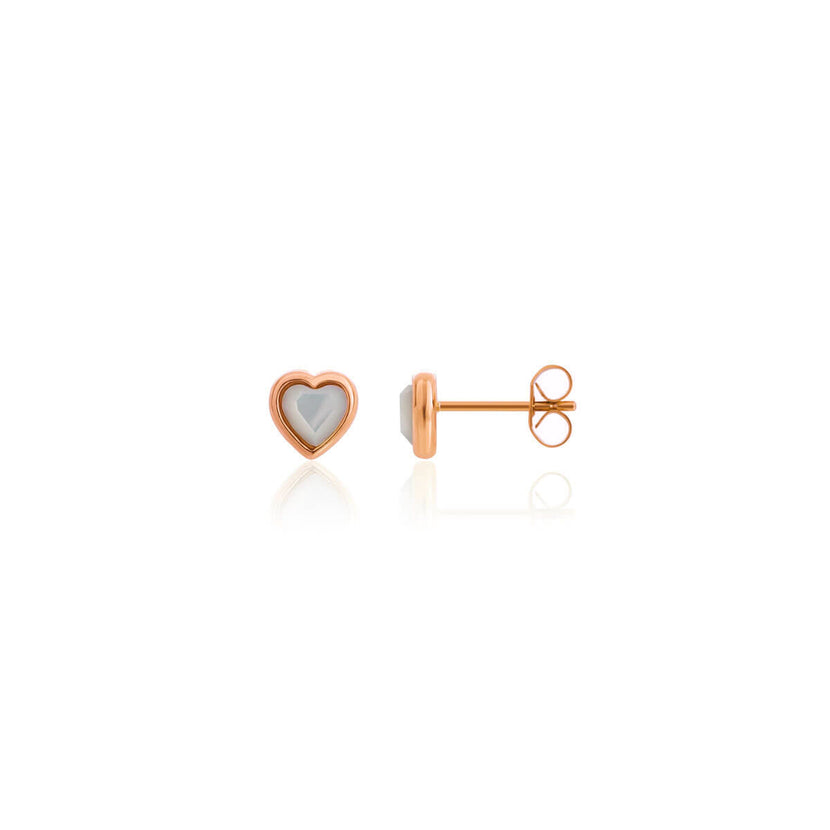 Mini Heart Birthstone Stud Earrings (Rose Gold)