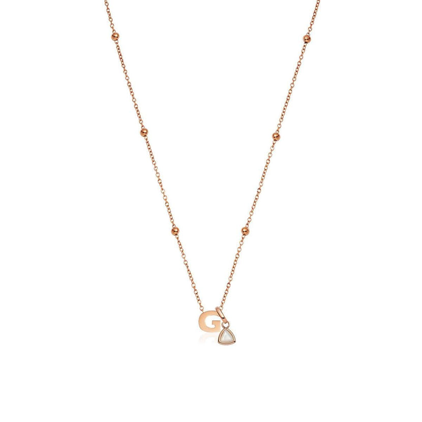 Mini Letter Sphere Necklace (Rose Gold)
