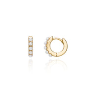 Pearl Huggie Hoop Earrings (Gold)