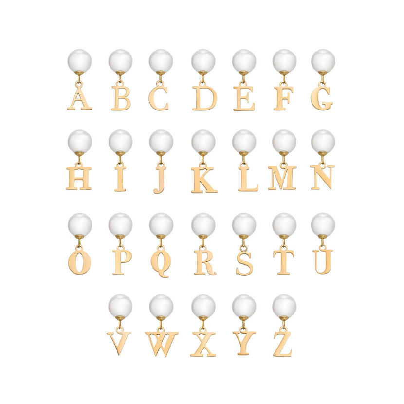 Pearl Initial Drop Earrings (Gold)
