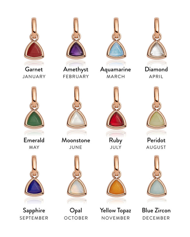 Personalised Initial & Droplet Birthstone Necklace (Rose Gold)