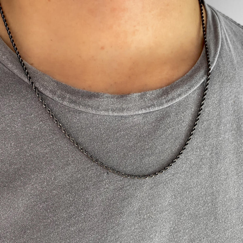 Rope Chain Necklace 20 in (Gun Silver)