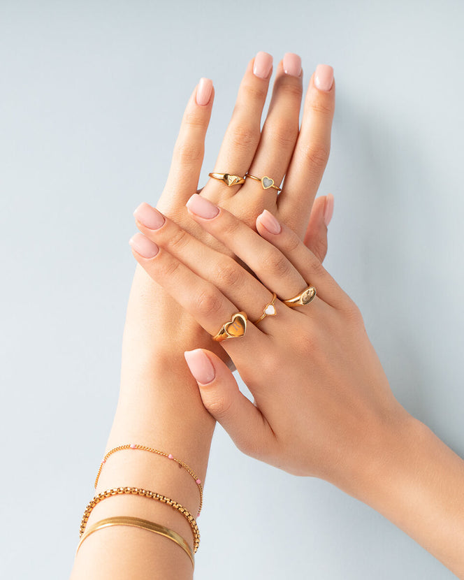 Mini Heart Birthstone Ring (Gold)