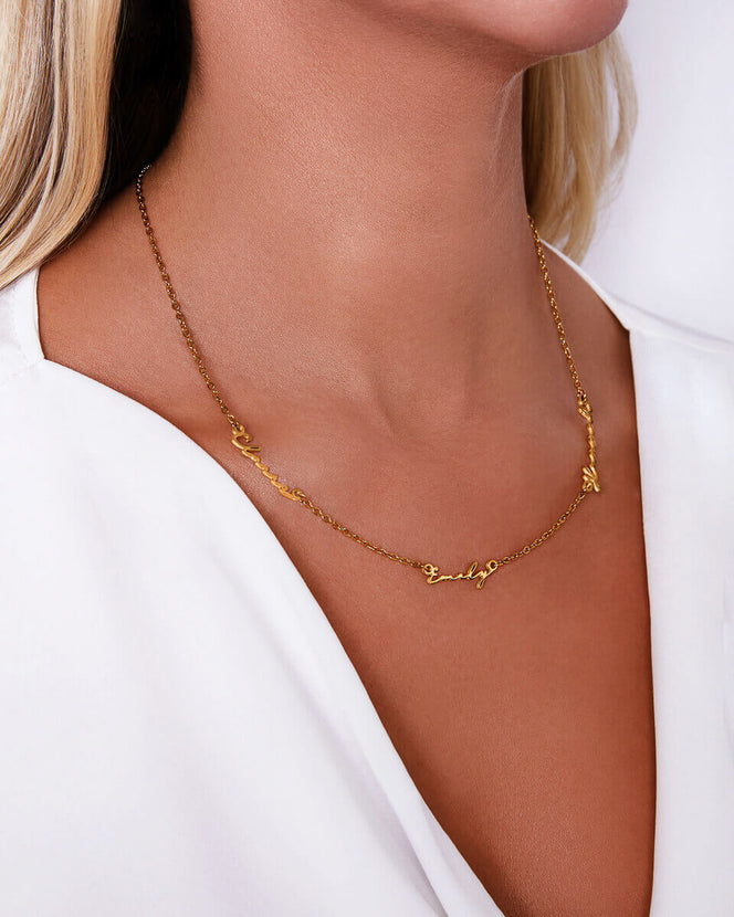 Triple Signature Name Necklace (Gold) (Copy)
