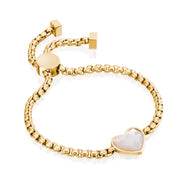 White Quartz Heart Bracelet (Gold)