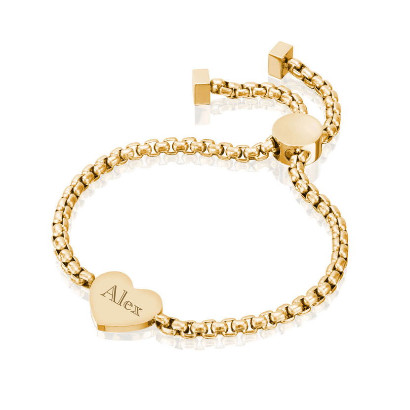 White Quartz Heart Bracelet (Gold)