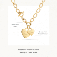 Double Heart Token Necklace (Gold) (Birthstone Copy)