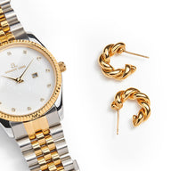 Twisted Huggie Hoop Earrings (Gold)