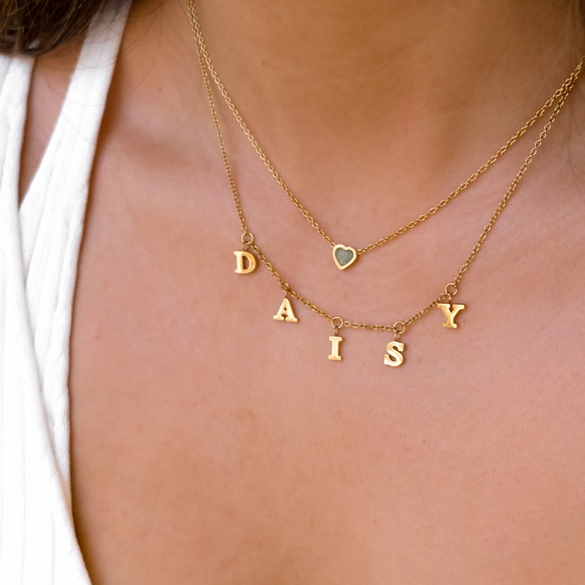 Mini Hanging Letter Name Necklace (Gold) (Copy)