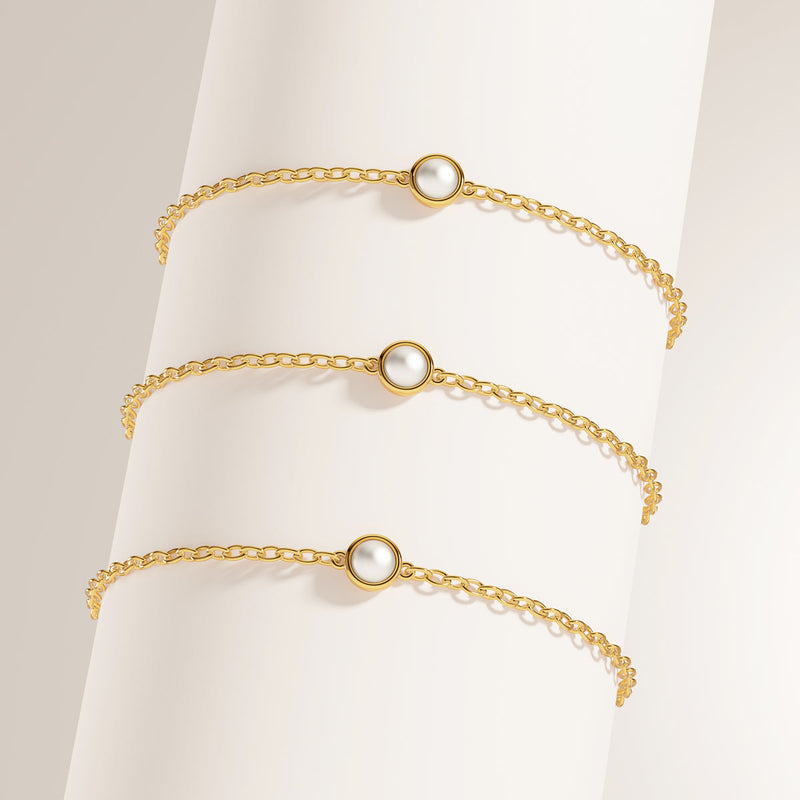 Mini Pearl Bracelet Bridesmaid Gift Set (Gold)