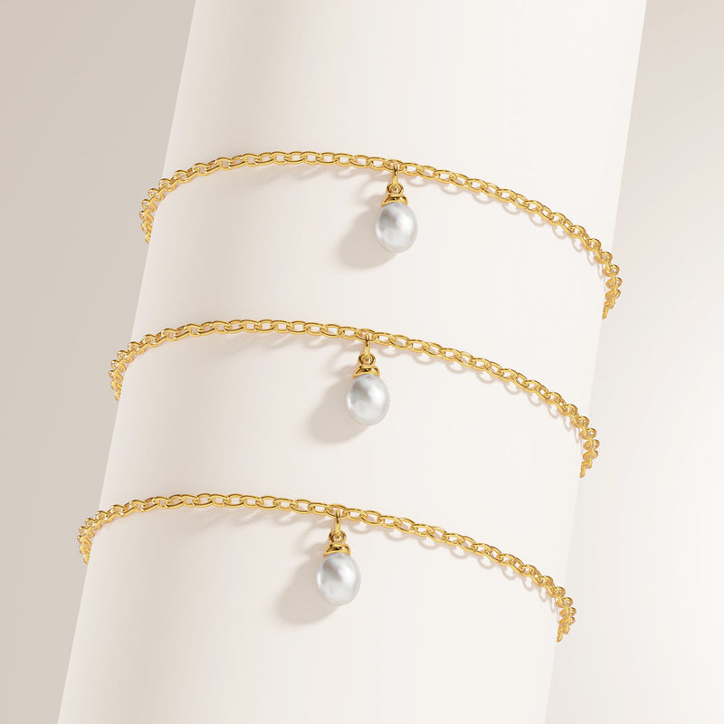 Fine Organic Pearl Bracelet Bridesmaid Gift Set (Gold)