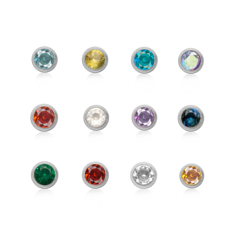 Birthstone Stud Earring (Silver)