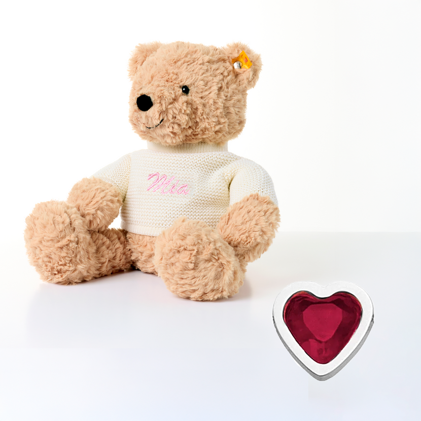 Steiff Teddy Bear & Birthstone Bracelet Bundle (Silver)