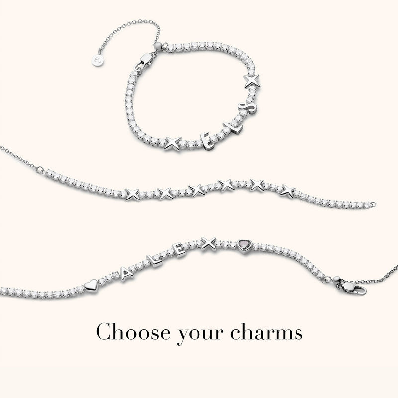 Crystal Fixed Charm Bracelet (Silver)