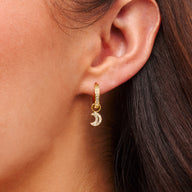 Moon and Back Moon Huggie Earring Bundle (Gold)