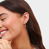 Moon and Back Star Huggie Hoop Earrings (Gold)