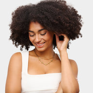 Textured Clover Custom Name Necklace (Gold)