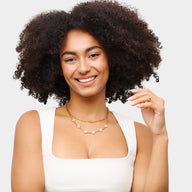 Pearl Clover Custom Name Necklace (Gold)