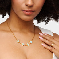 Amazonite Clover Custom Name Necklace (Gold)