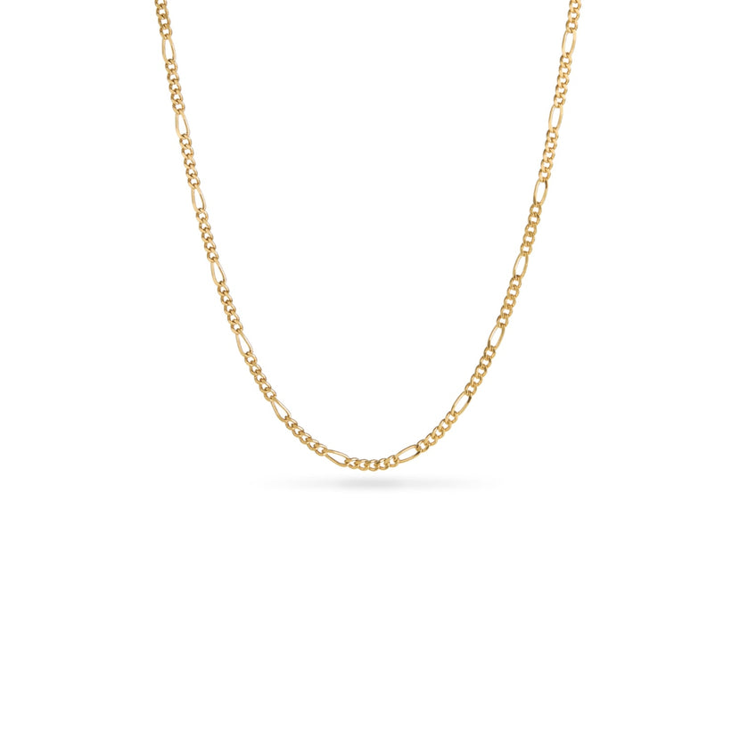 Small Figaro Chain Necklace (Gold) - 16 - 18 in