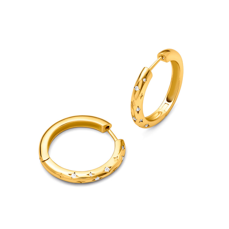 Moon and Back Hoop Earrings (Gold)
