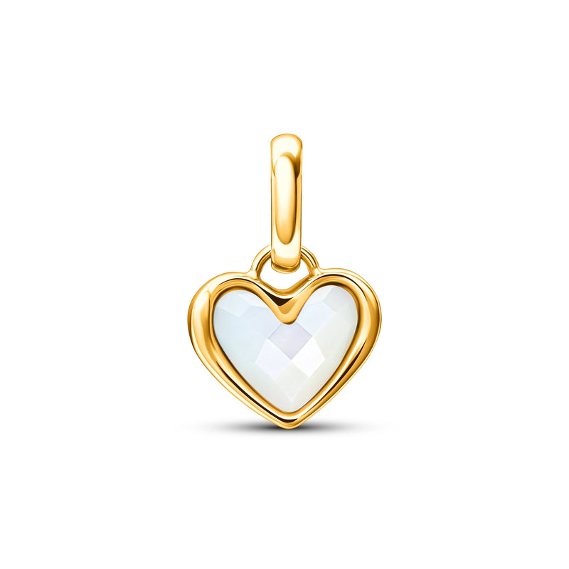 White Quartz Heart Pendant (Gold)