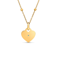 Blue Crystal Heart Token Necklace (Gold)