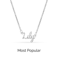 Crystal Cursive Name Necklace (Silver)