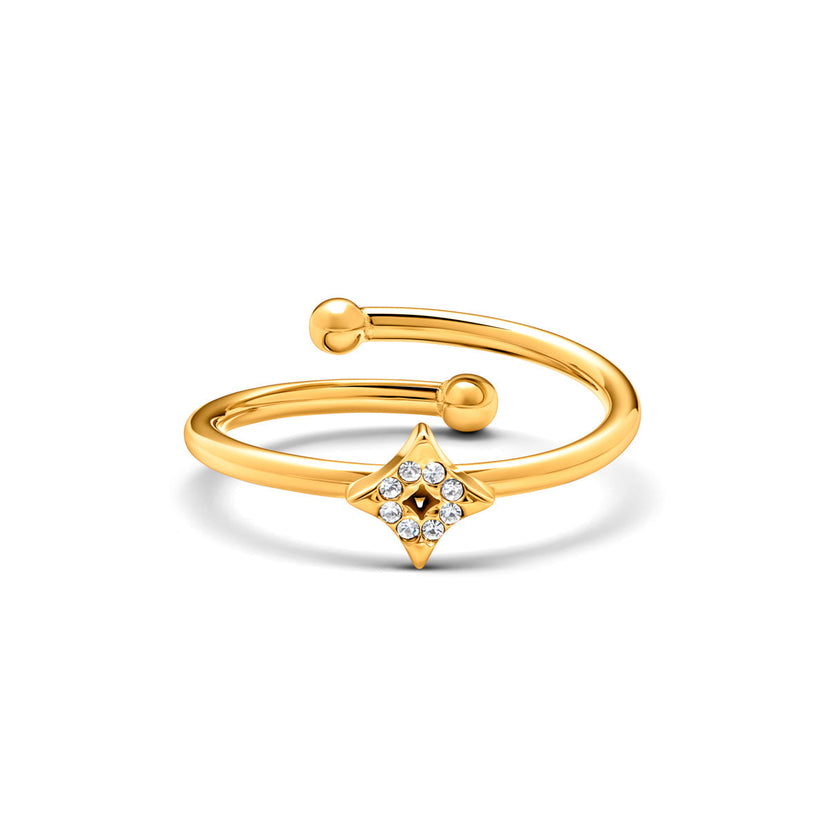 Moon and Back Star Ring (Gold)