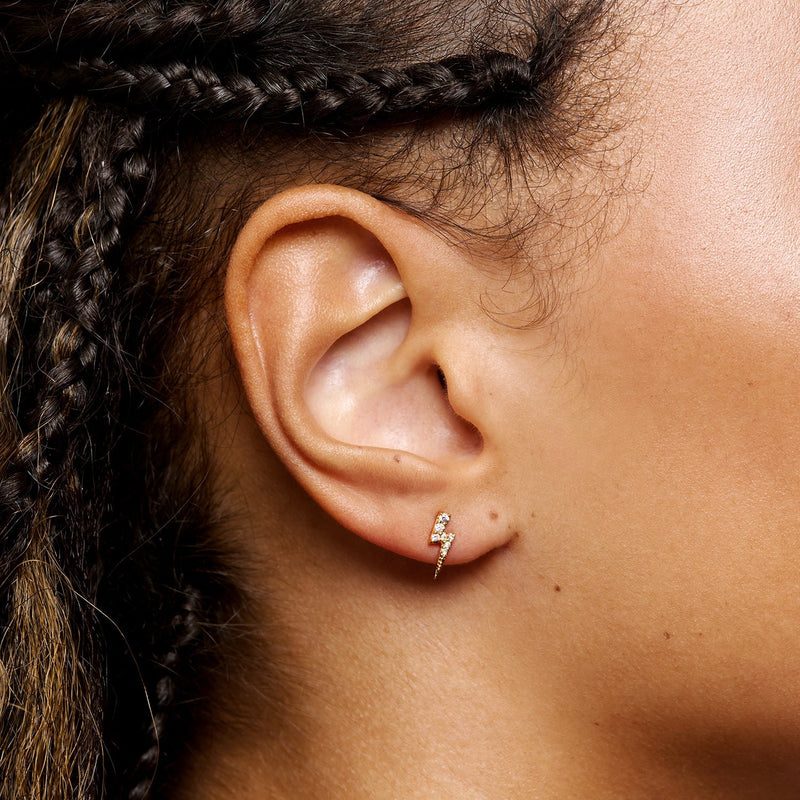 Strike Twice Lightning Bolt Earrings (Gold)