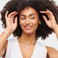 Double Initial Crystal Necklace (Silver)