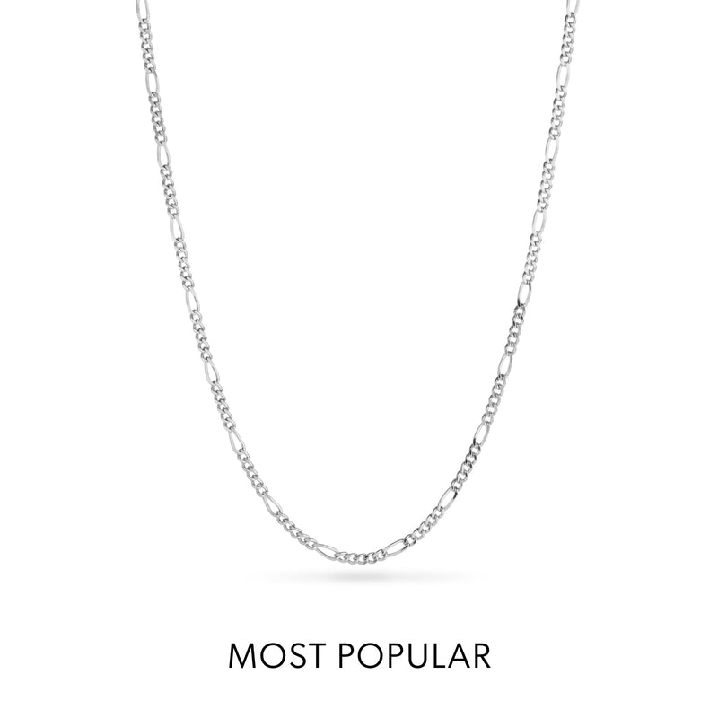 Layering Small Figaro Chain Necklace (Silver)