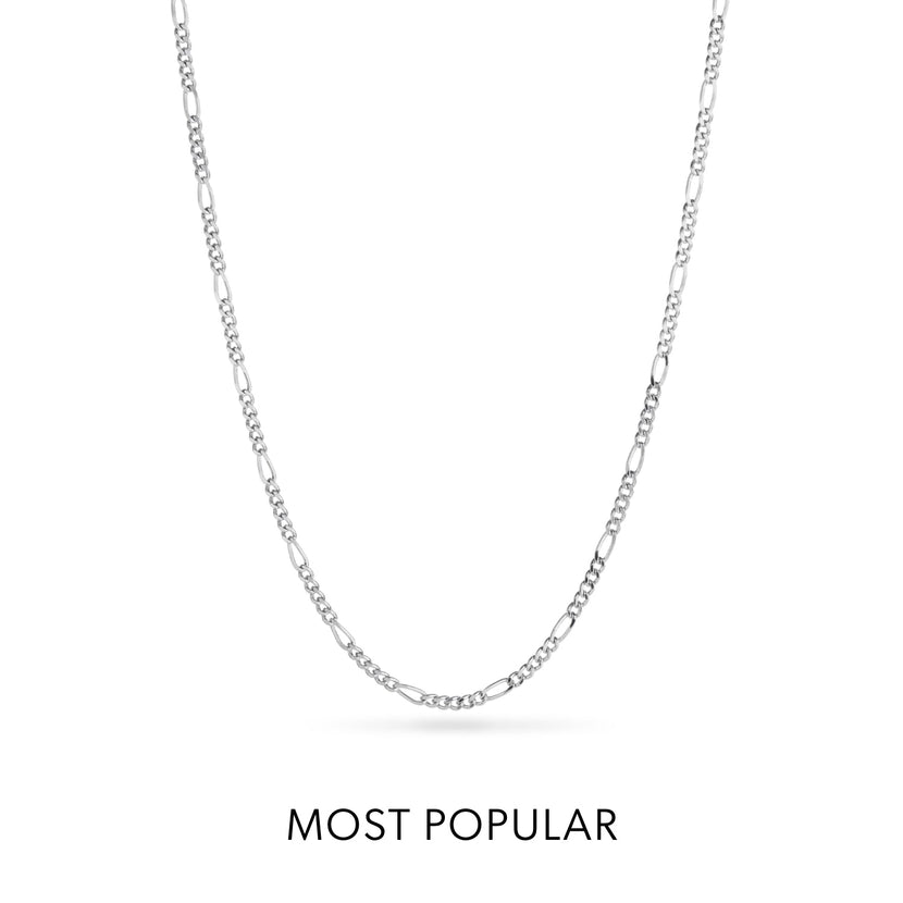 Layering Small Figaro Chain Necklace (Silver)