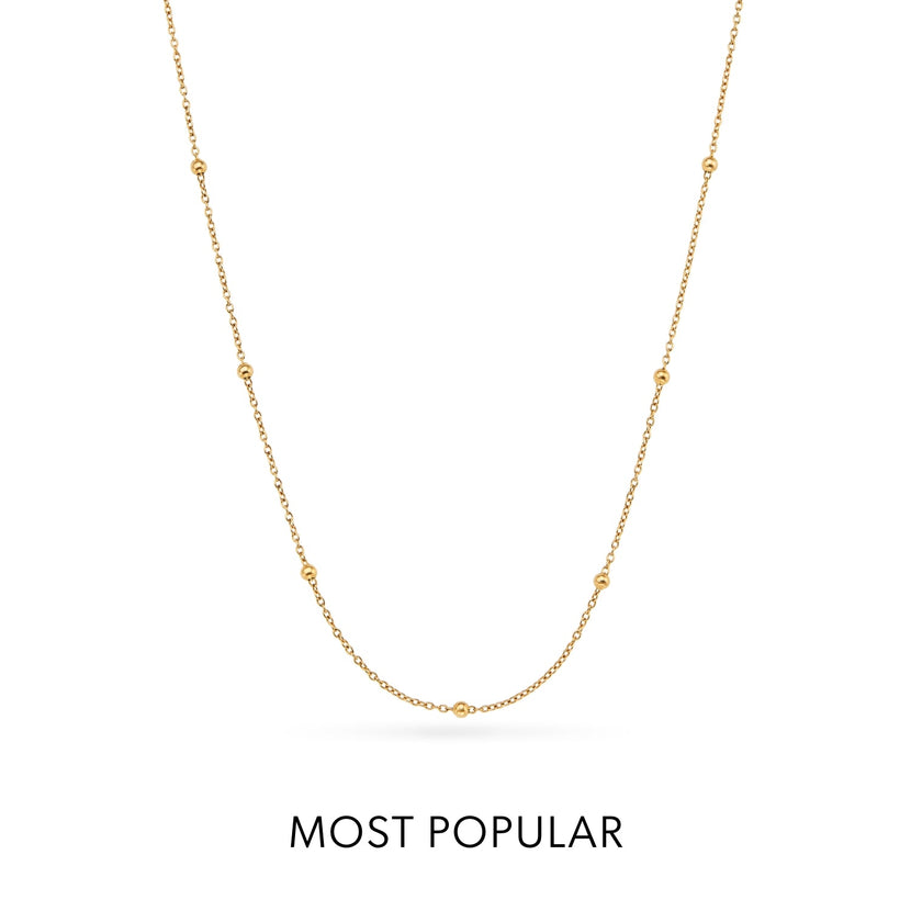 Layering Sphere Chain Necklace 16-18 in (Gold)