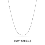 Layering Sphere Chain Necklace 16-18 in (Silver) - Sterling Silver