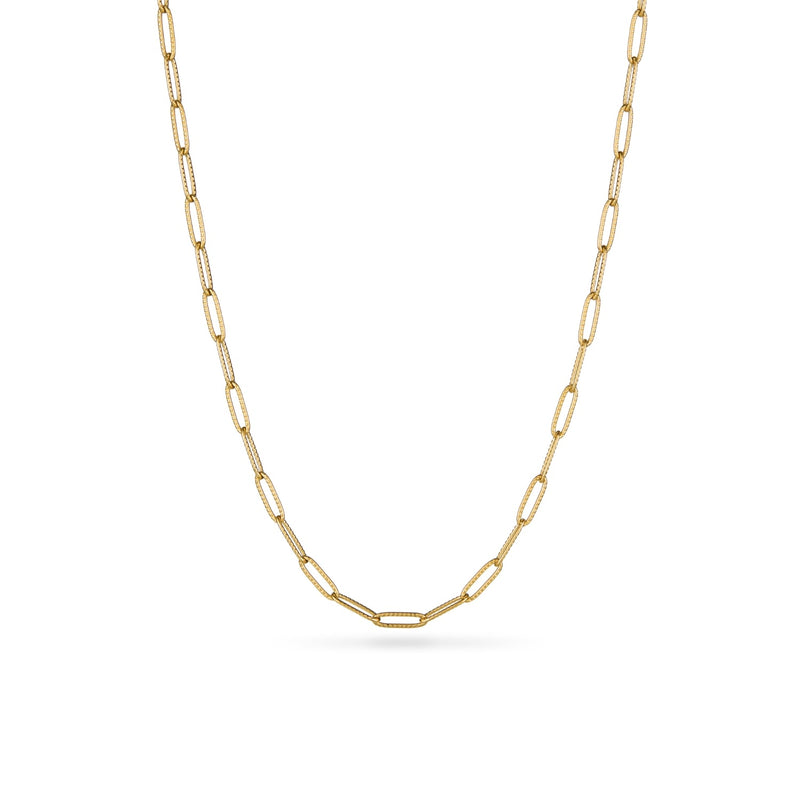 Paperclip Chain Necklace (Gold) - 16 - 18 in