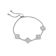 Shimmer Pavé Clover Bracelet (Silver)