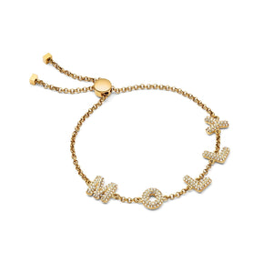 Spotlight Pavé Bubble Name Bracelet (Gold)