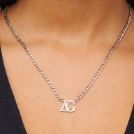 Double Initial Crystal Necklace (Silver)