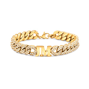 Pavé Initial Curb Bracelet (Gold)