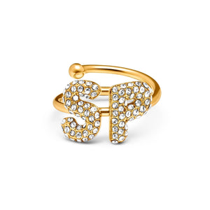 Spotlight Pavé Bubble Initial Ring (Gold)
