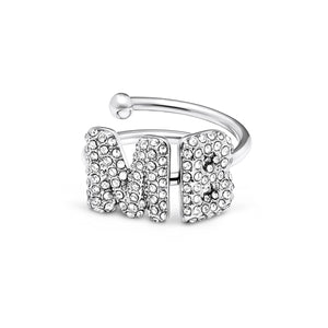 Spotlight Pavé Bubble Initial Ring (Silver)