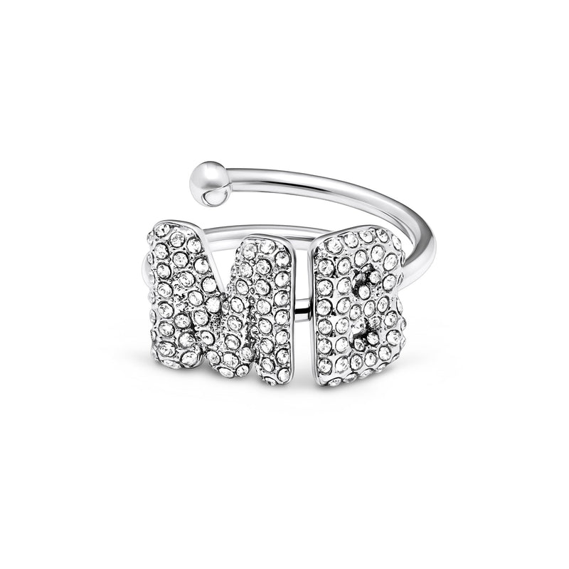 Spotlight Pavé Bubble Initial Ring (Silver)