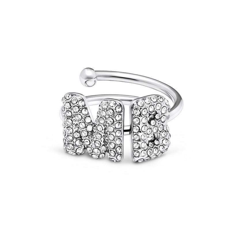Spotlight Pavé Bubble Initial Ring (Silver)