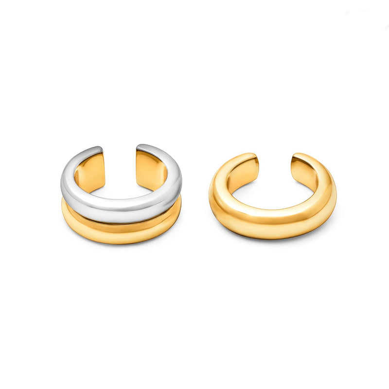 Spotlight Two Tone Ear Cuff Stack (Gold/Silver)