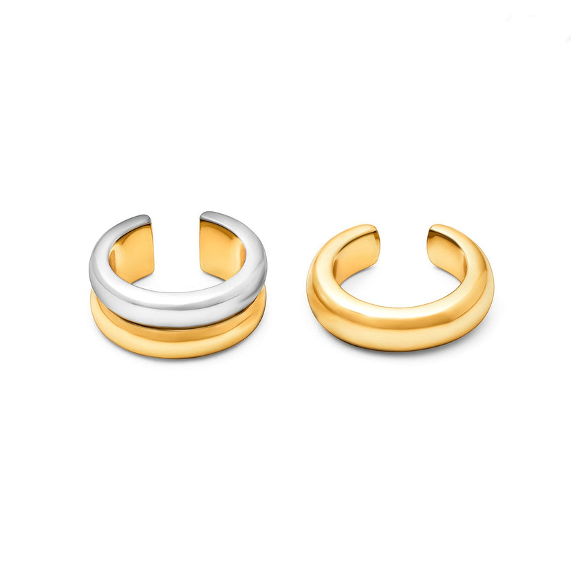 Spotlight Two Tone Ear Cuff Stack (Gold/Silver)