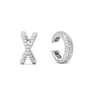 Spotlight Pavé Ear Cuff Stack (Silver)