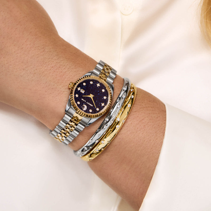 Moon and Back Bangle (Silver)