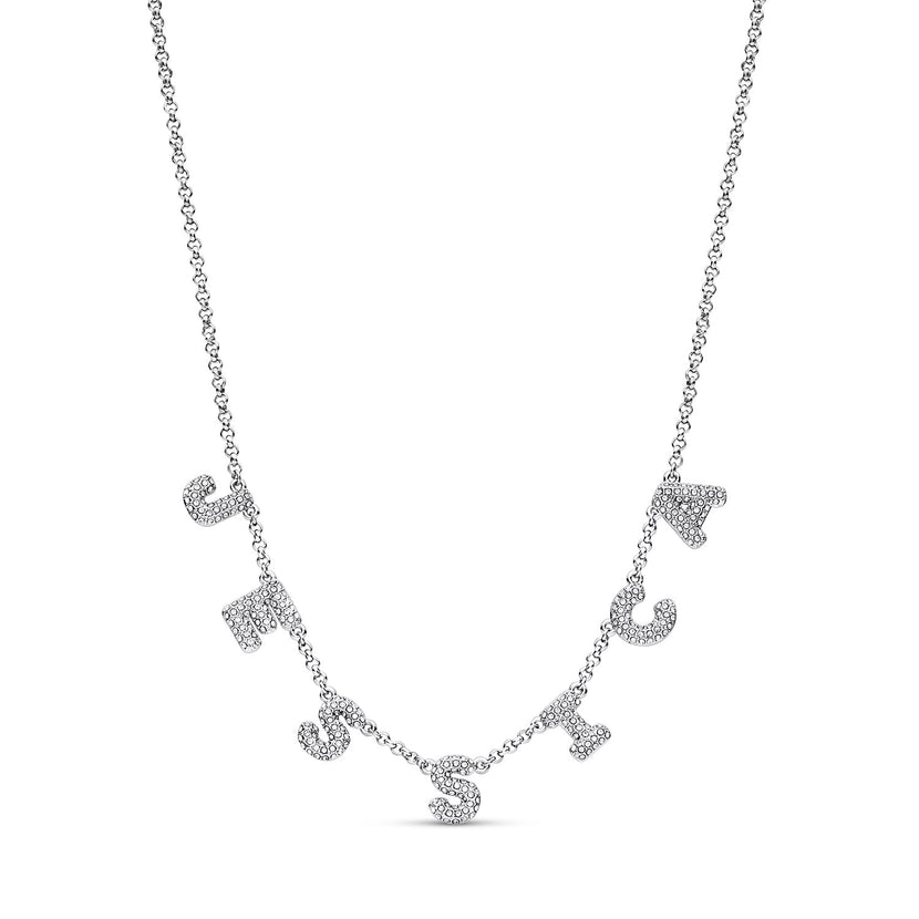 Spotlight Pavé Bubble Name Necklace (Silver)